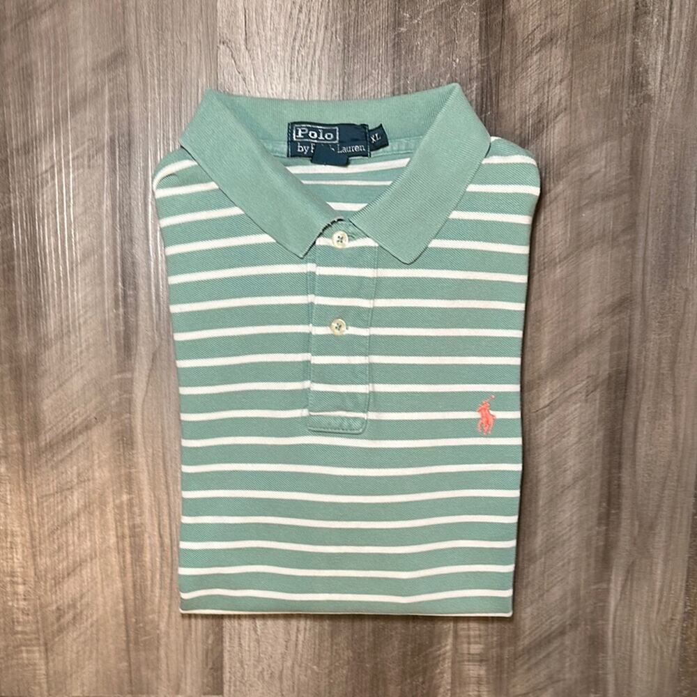 Polo Ralph Lauren Green Striped Polo - XL